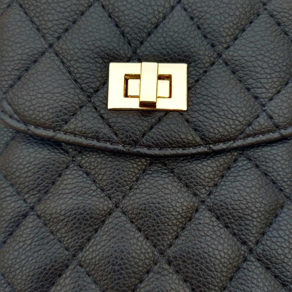 Black Quilted Phone Crossbody